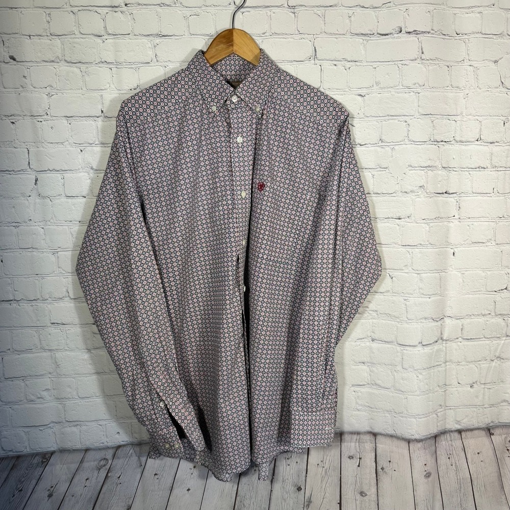 Ariat Mens Geometric Medallion Print Long Sleeve Button Down Shirt 10028823 L